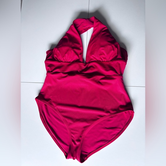 Andie Swim Red One Piece Halter Swimsuit Size L - Picture 1 of 9